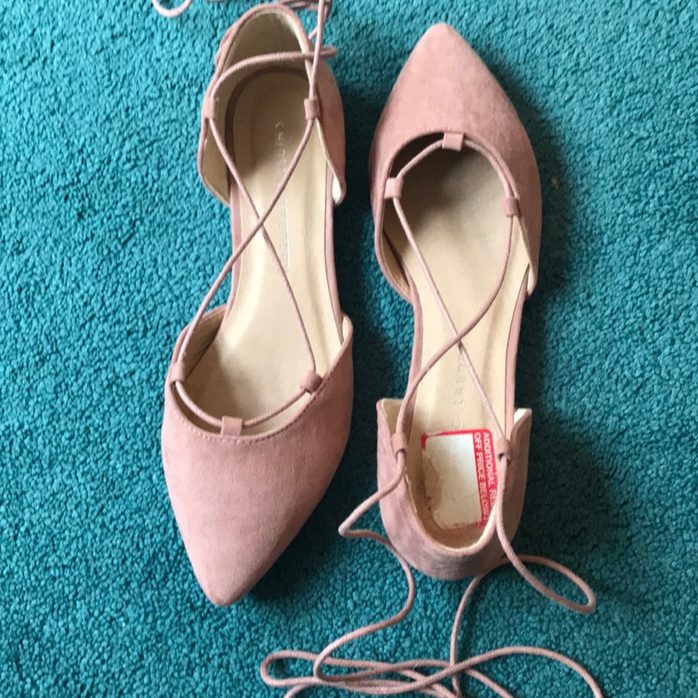Chinese Laundry Blush Pink Lace-Up Pointed Flat